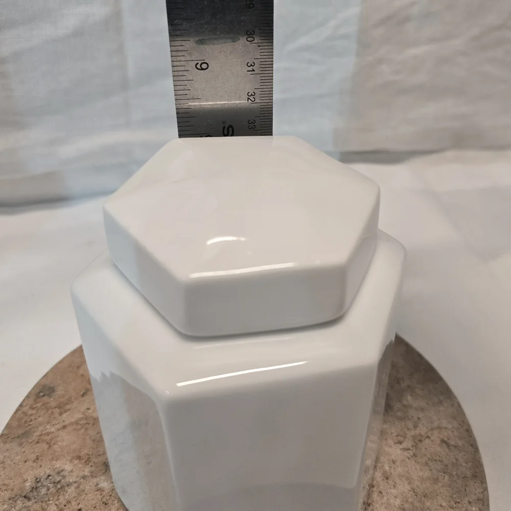 COMING SOON Pier 1 Imports White Porcelain Hexagonal Tea Jar 5